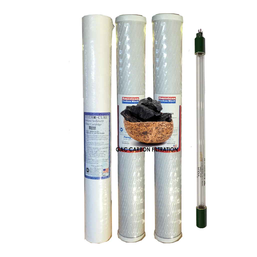 2.5" x 20" 3 Pack GAC Filter Set with 2.0 GPM Viqua UV