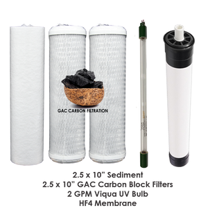 2.5 x 10" GAC Filter Set with 2.0 GPM Viqua UV Bulb and Membrane